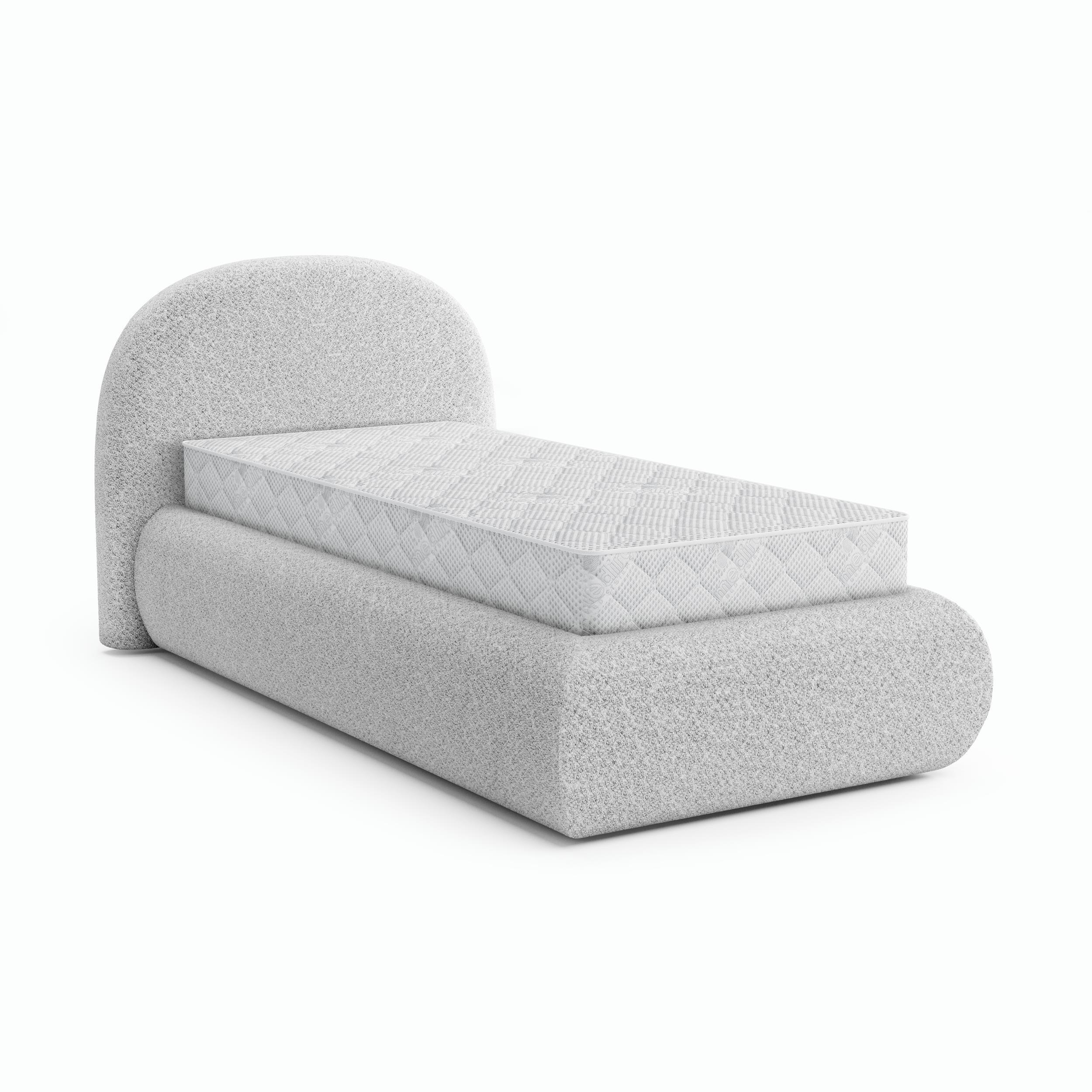 Beautysofa ČALOUNĚNÁ POSTEL Motti 90×200, jednolůžko s úložným prostorem a taštičkovou matrací 20 cm, světle šedá