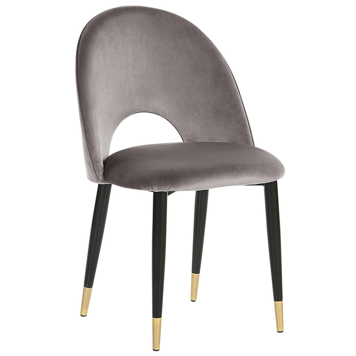 ESSZIMMERSTUHL 2er-Set Samtstoff Grau Magalia - Grau, Textil/Metall (47/84/45cm) - Beliani