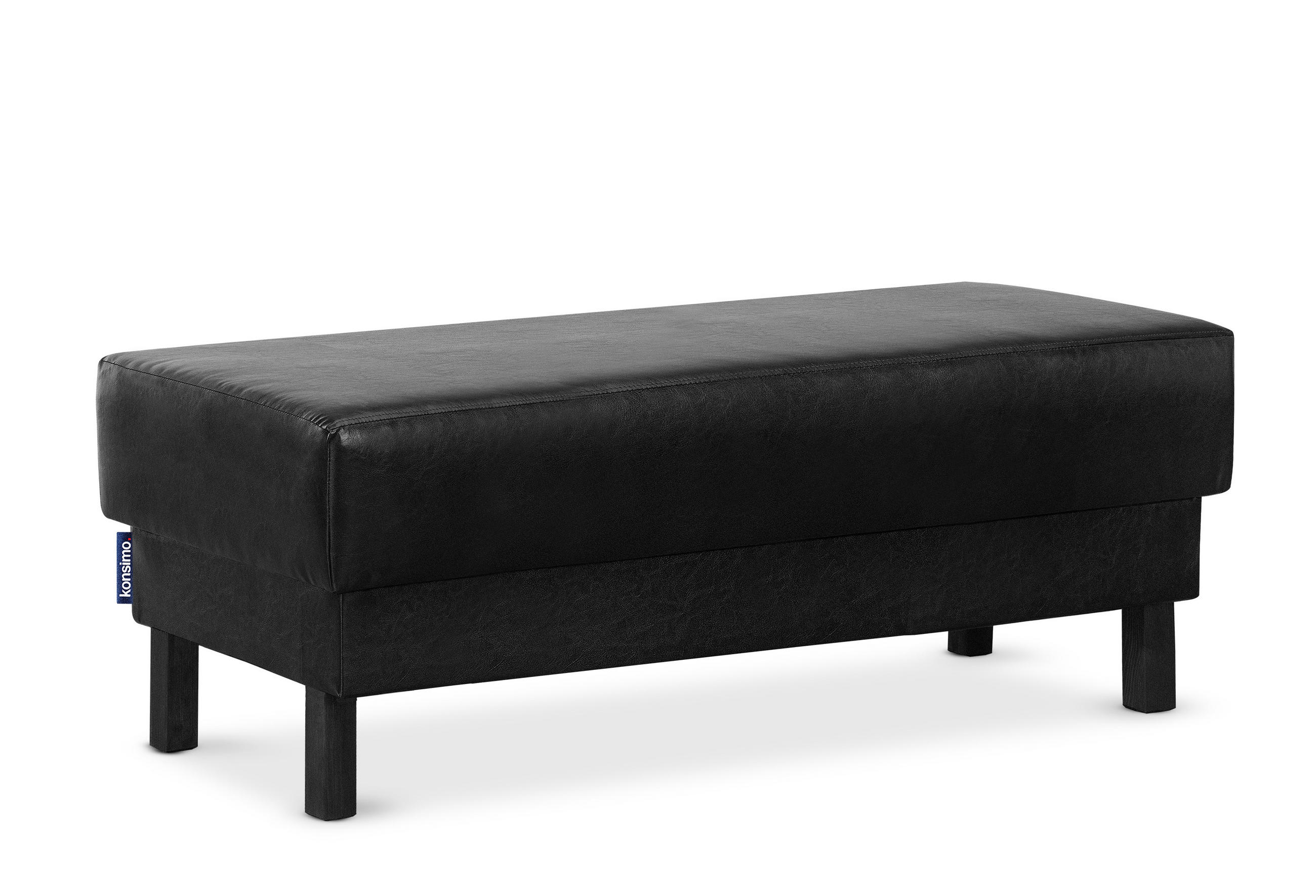 SITZHOCKER ESPECTO auf hohen Holzbeinen, schwarz - Schwarz, Textil (106/47/56cm) - KONSIMO®