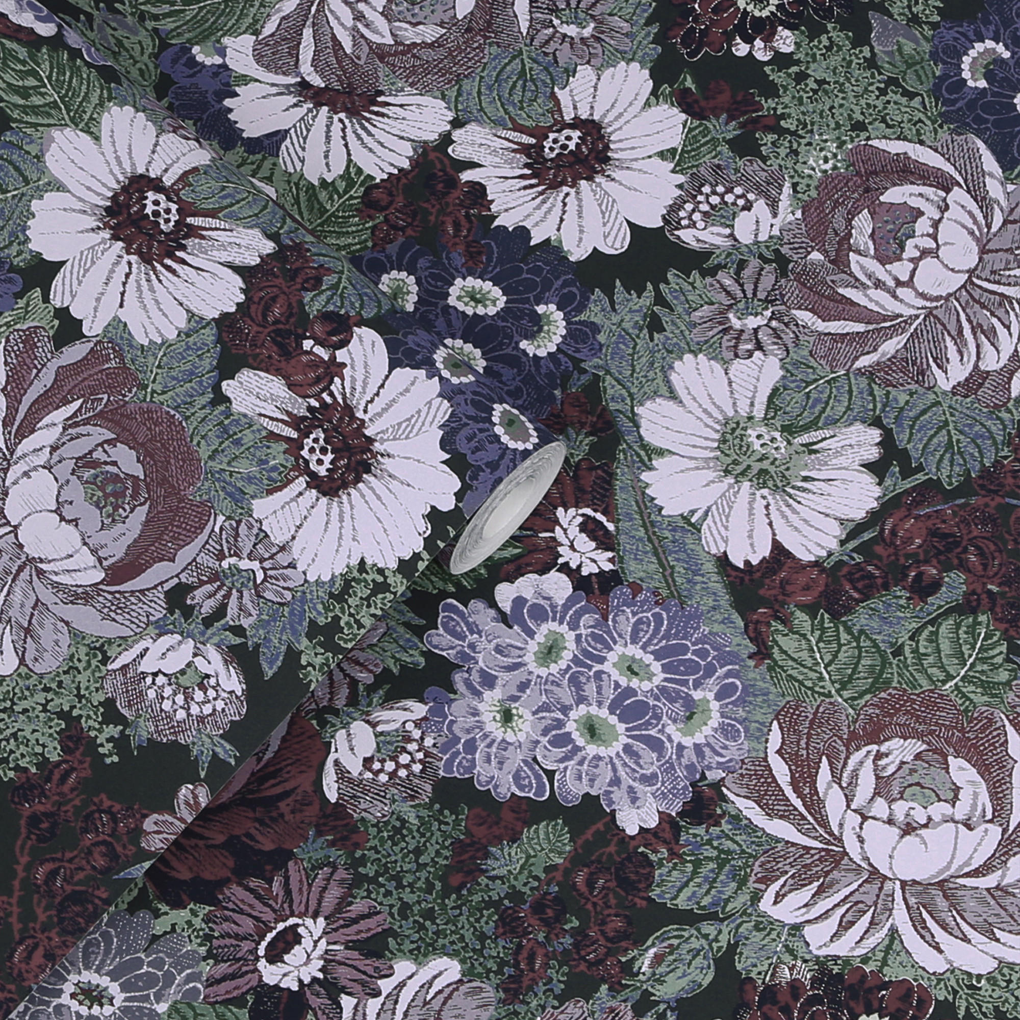 VLIESTAPETE Honnington Pfingstrosen Brombeere Lila - Lila, Papier/Kunststoff (52/52cm) - LAURA ASHLEY