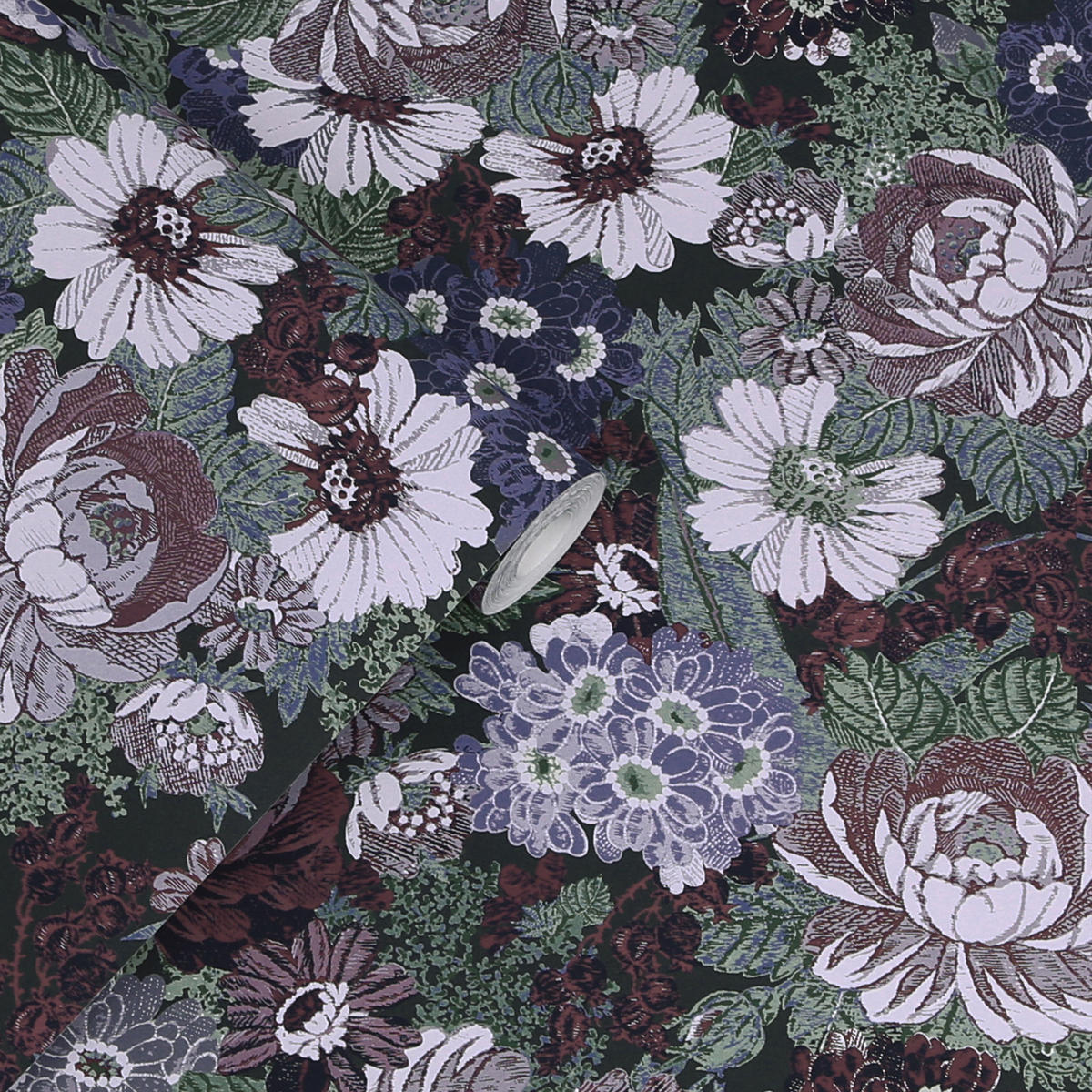VLIESTAPETE Honnington Pfingstrosen Brombeere Lila - Lila, Papier/Kunststoff (52/52cm) - Graham & Brown