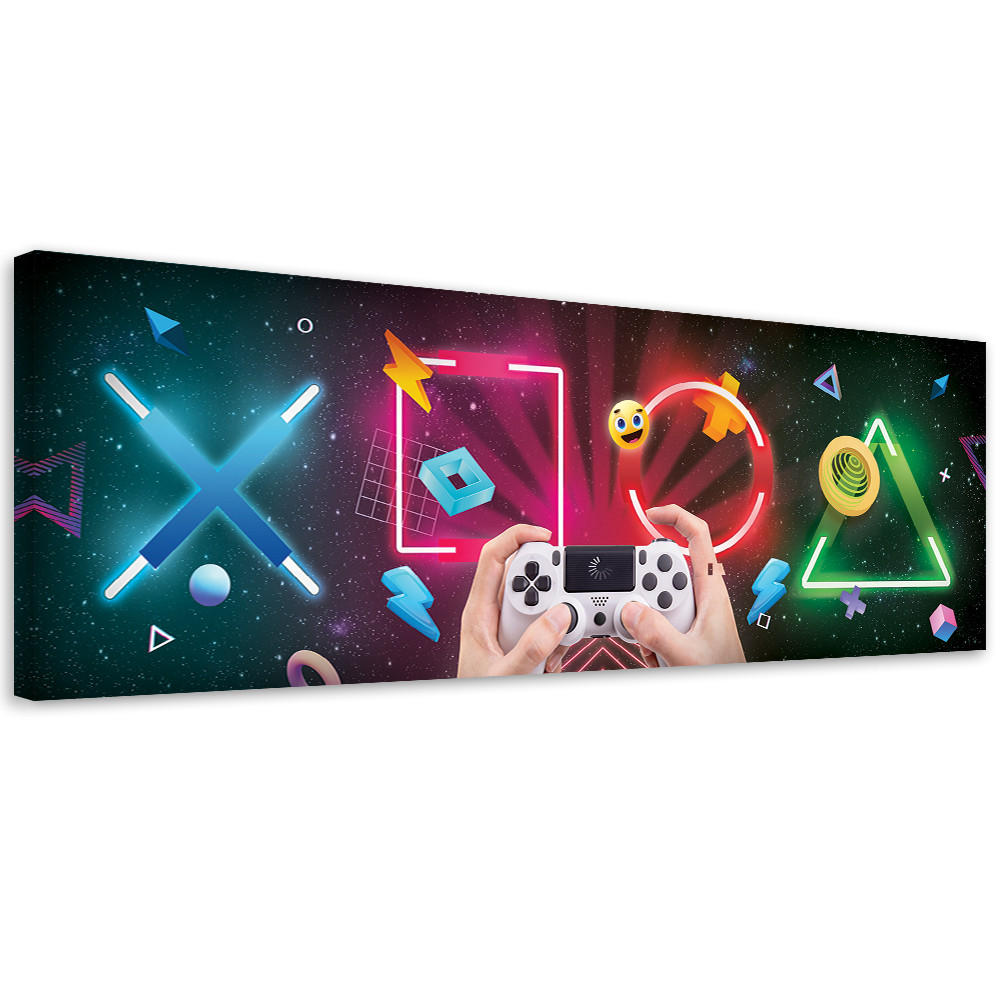 WANDBILD spielkonsole für gamers - Multicolor, Textil (90/30cm) - Feeby
