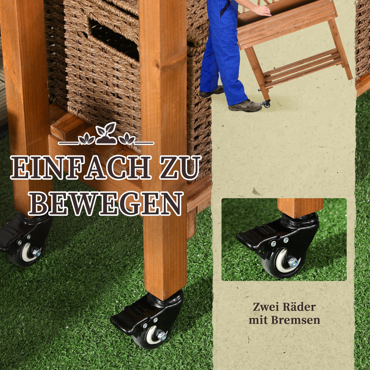 HOCHBEET, Braun, Tannenholz - Braun, Holz (29/130/79cm) - Outsunny