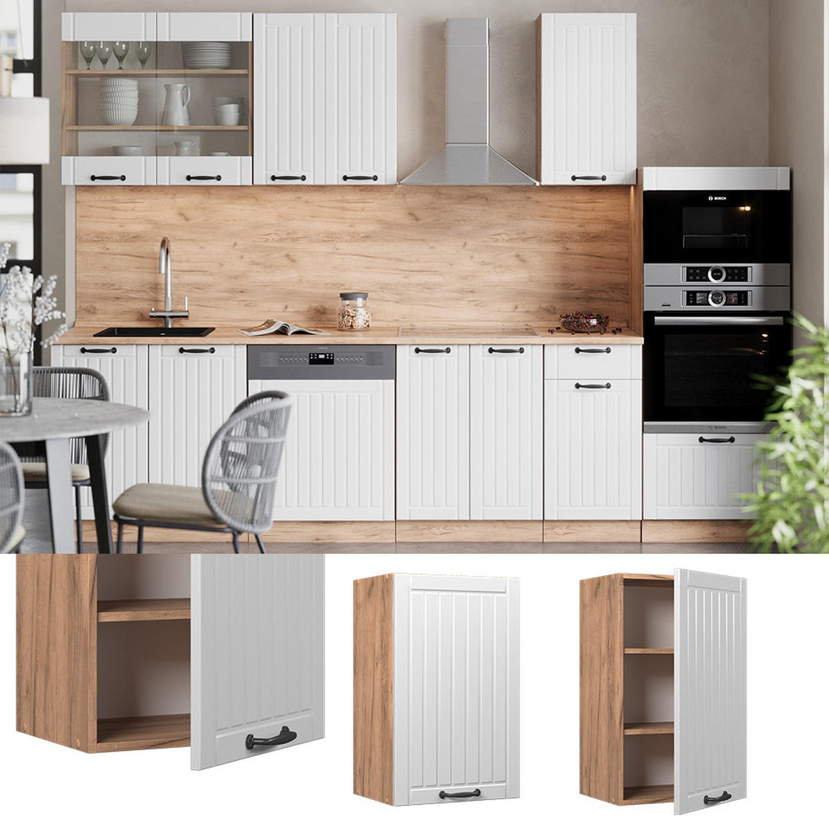 HÄNGESCHRANK Fame-Line Weiß Landhaus 45 cm - Honigeiche/Weiß, Holzwerkstoff (45/72/34.1cm) - Vicco