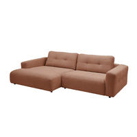 ECKSOFA XL MIKA Braun Cord - Dunkelbraun/Schwarz, Kunststoff/Textil (296/167cm) - KAWOLA