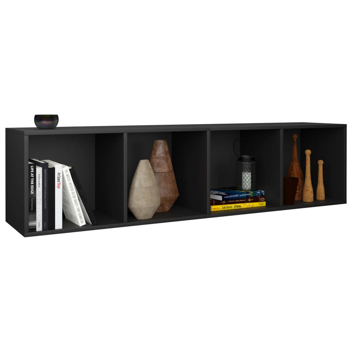 BÜCHERREGAL mit 4 Fächern 36/30/143 cm aus Holzwerkstoff Schwarz - Schwarz, Holz (36/143/30cm) - vidaXL