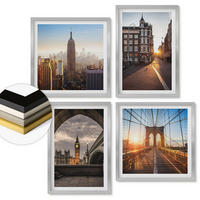 WANDBILDER 4er Set - 50x50 cm & 40x60 cm Silberner Rahmen - London-Ansichtsgemälde-Set - Silberfarben, Kunststoff (50/50cm) - ArtPrintCave