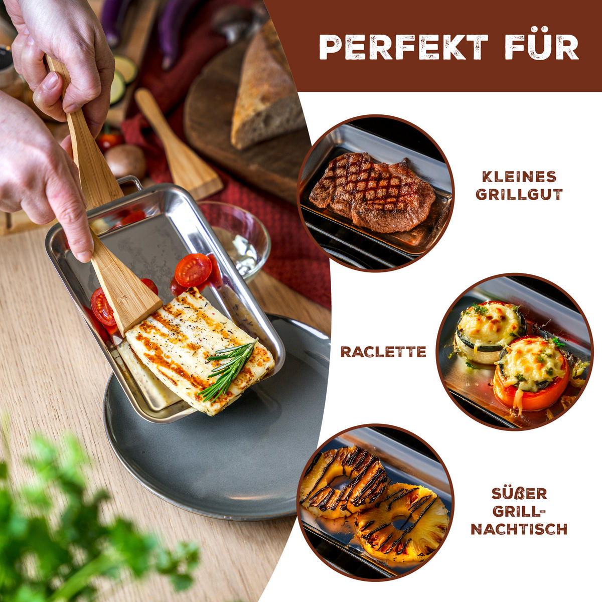 GRILLPFANNE 4er-Set, Edelstahl - Edelstahlfarben, Metall (13/2.5/20cm) - bremermann