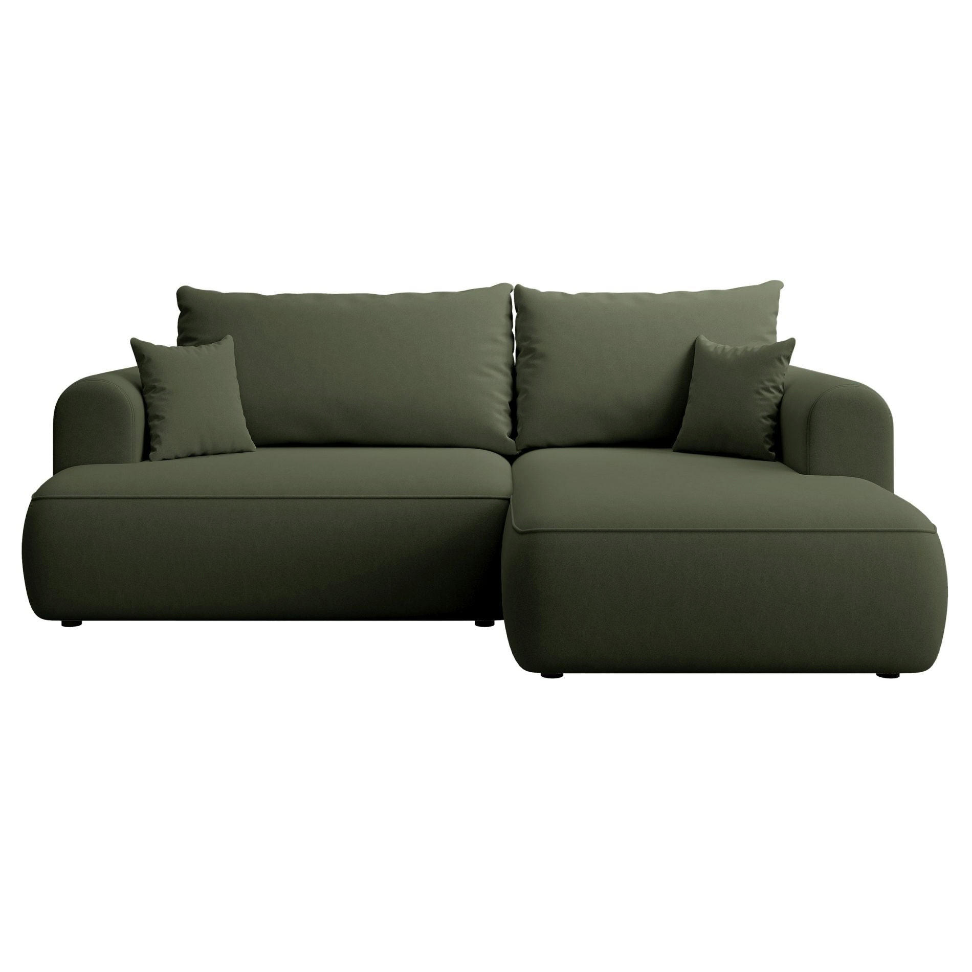 ROHOVÁ rozkladacia pohovka Ovo Mini olivovozelená, zamatový poťah Easy-Clean - olivovozelená/čierna, textil/plast (156/238cm) - Selsey