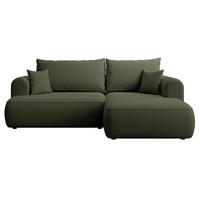 ROHOVÁ rozkladacia pohovka Ovo Mini olivovozelená, zamatový poťah Easy-Clean - olivovozelená/čierna, textil/plast (156/238cm) - Selsey