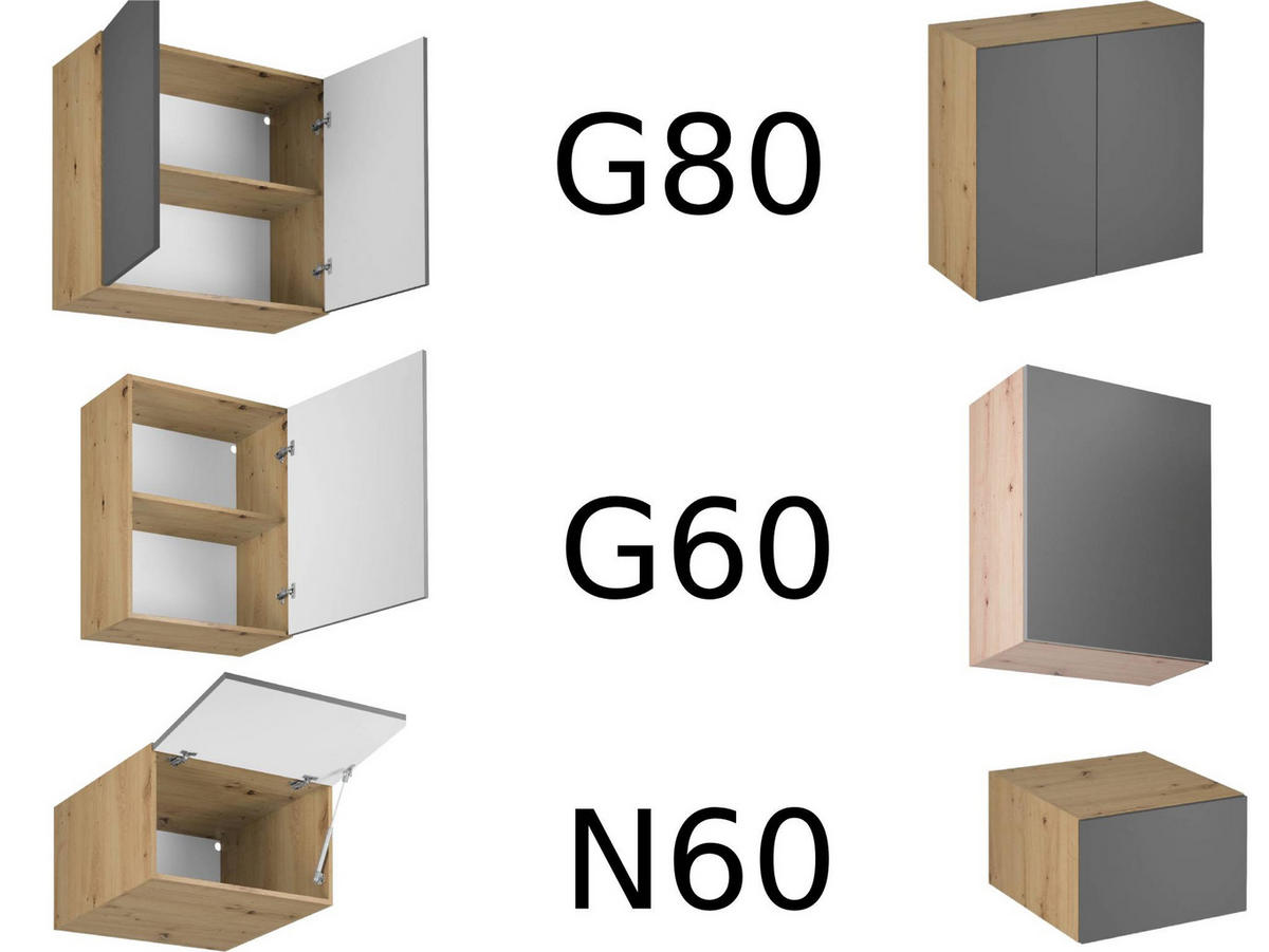 WINKELKÜCHE 360cm x 200cm- Langen KL10-M360 - in Grau/Matt - Grau, Holz/Metall (560/248/58cm)