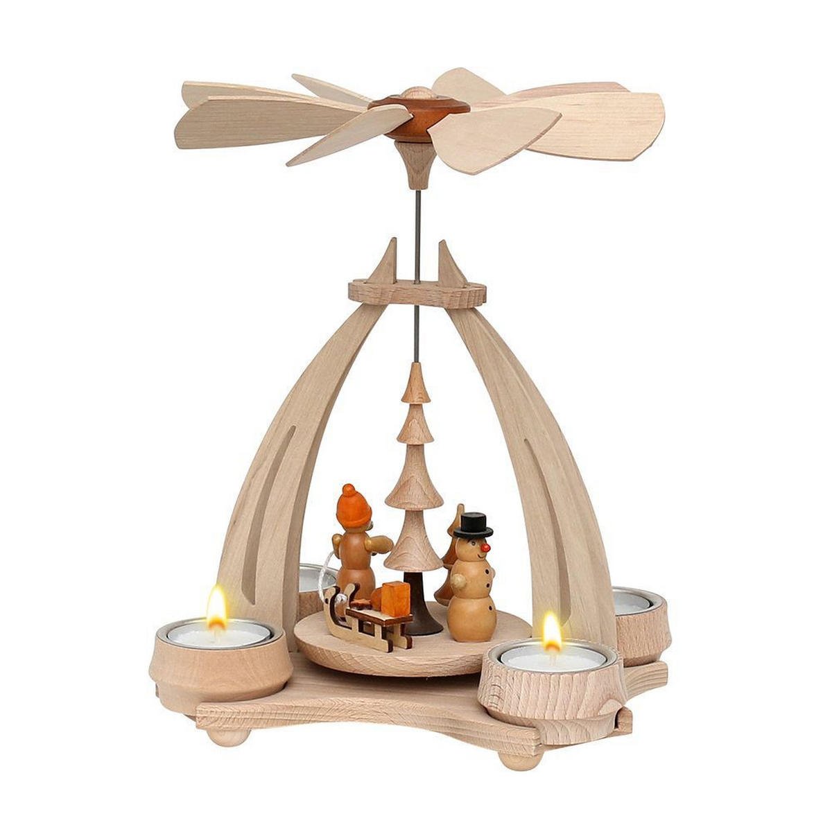 TISCH-PYRAMIDE Schneemann Weihnachtsmann 14/18/24 cm - Multicolor, Holz (0.1/24/0.1cm) - Dekoteam24