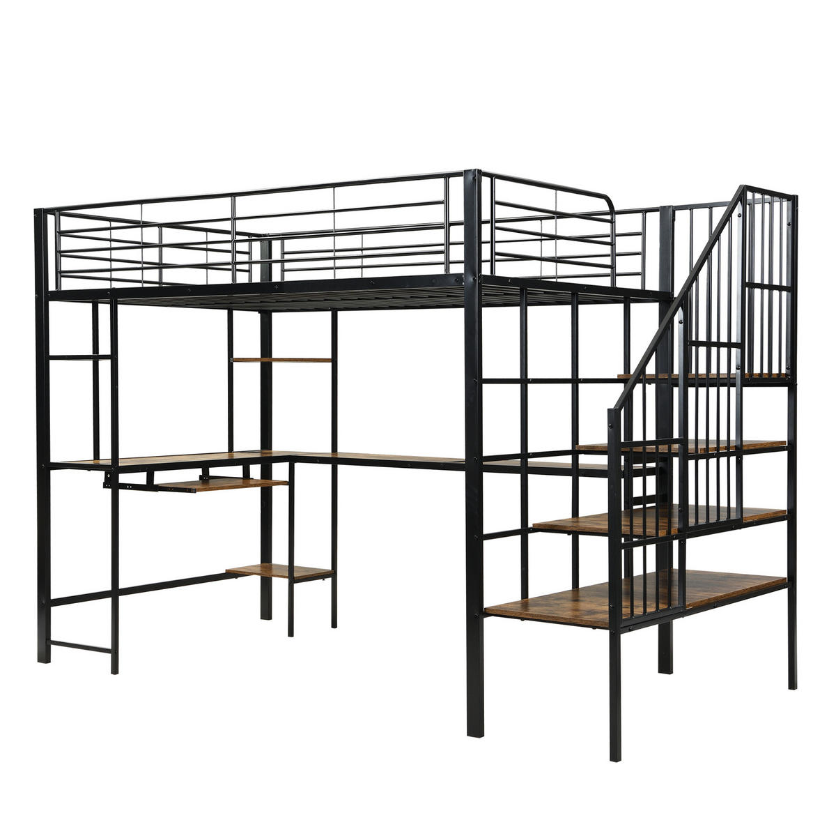 HOCHBETT 120/200 cm Schwarz mit Ladeanschluss und Lattenrost - Schwarz, Metall (120/200cm) - MIVRAY