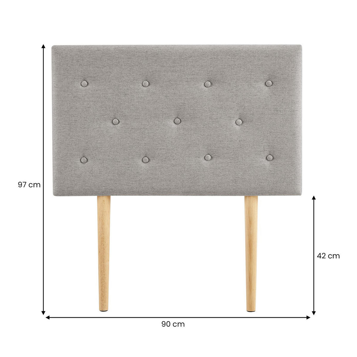KOPFTEIL MAVELI 90X190 CM - Grau, Textil (90/97/7cm) - IDIMEX