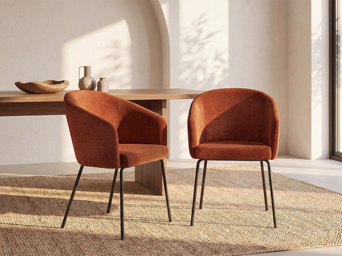 STUHL - 56.5 cm x 58.5 cm - Stoff - Terracotta MORONI - Terracotta, Textil (56.5/79/58.5cm) - Vente-Unique