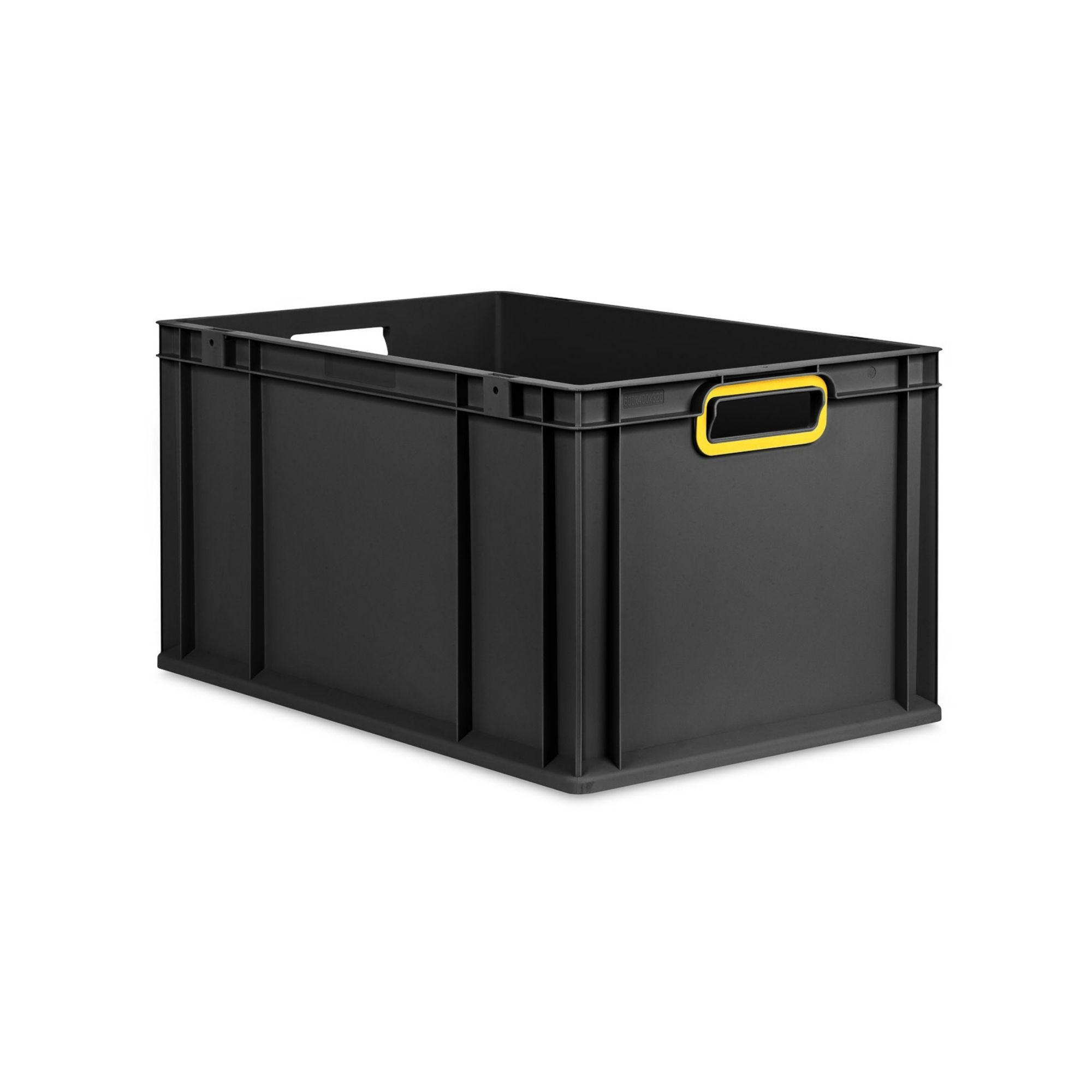 EUROBOX NextGen Color 32x40x60 cm 65 Liter Griffe gelb offen, Schwarz - Gelb/Schwarz, Kunststoff (40/32/60cm) - PROREGAL