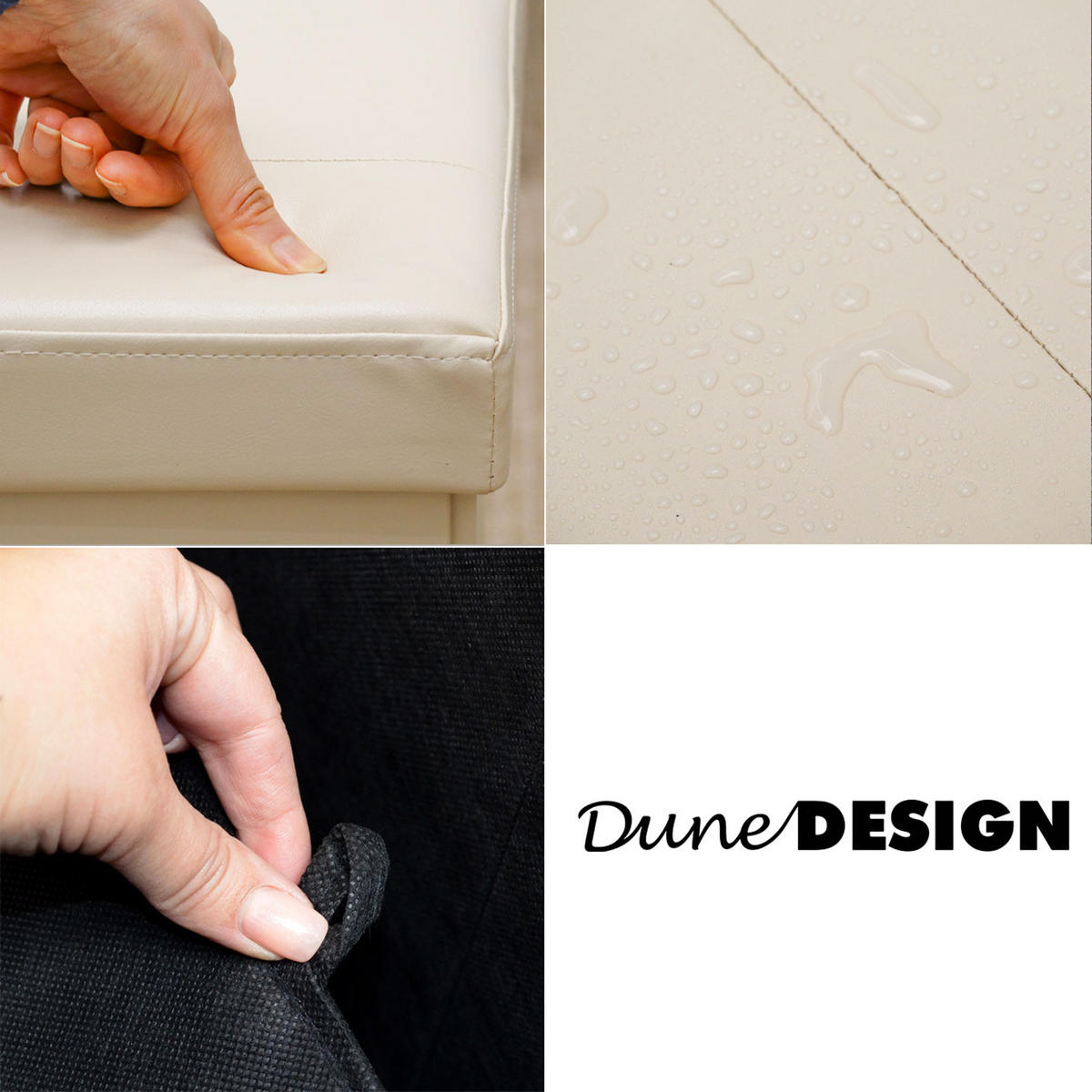 SITZBANK mit Stauraum, 110 cm, 120 Liter, Beige - Beige, Kunststoff (38/38/110cm) - Dunedesign