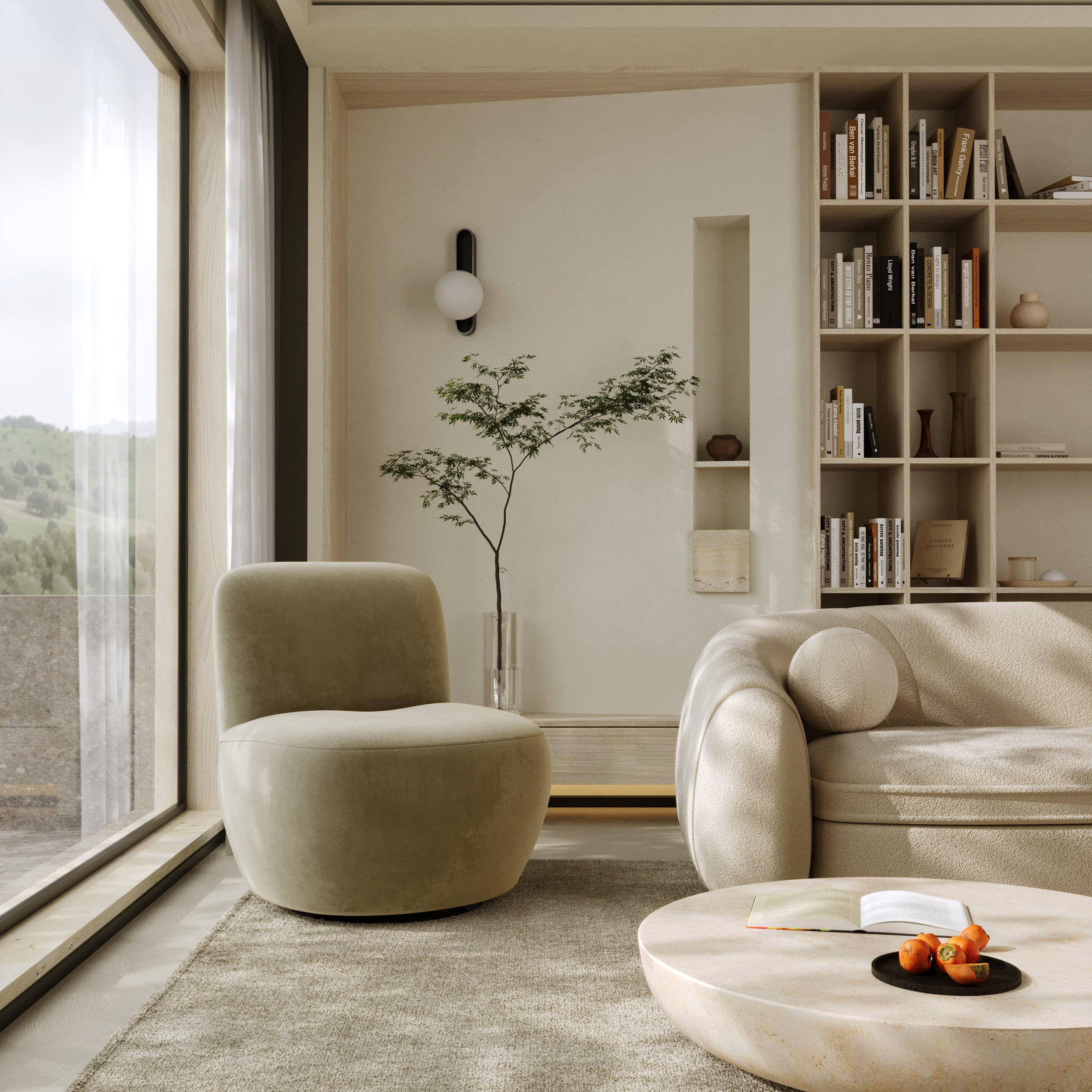 DREHSESSEL Samtstoff beige - Beige, Textil (64/77/68cm) - Sia Home