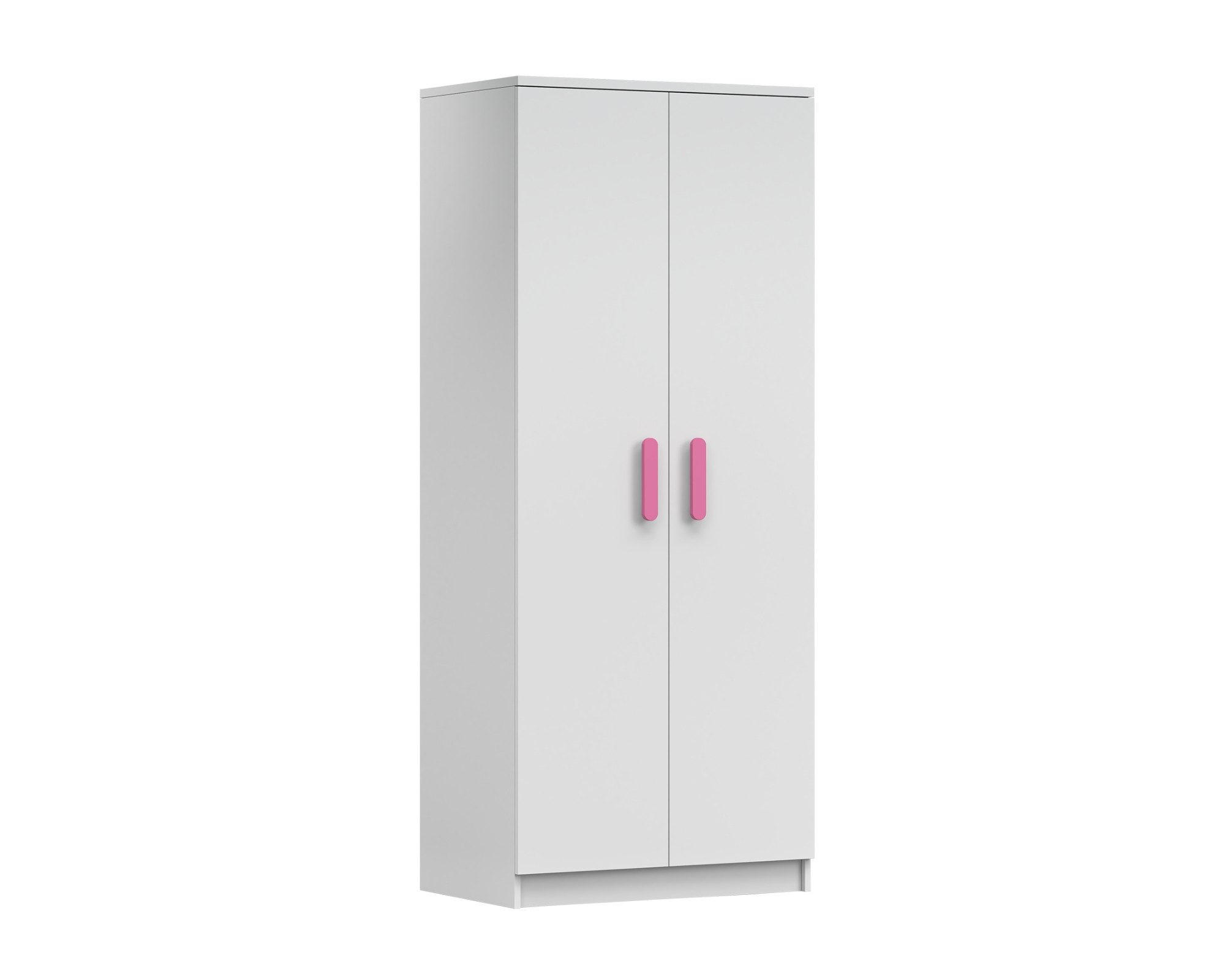 Deine Möbel 24 Kinderkleiderschrank Weiß, Rosa 80x192x50 cm