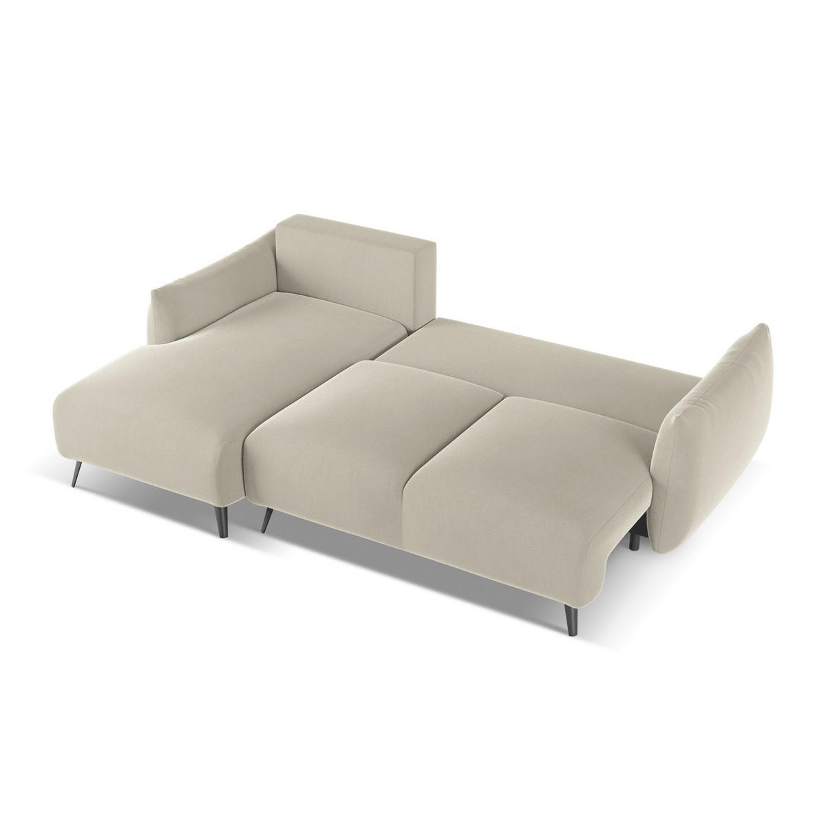 ECKSOFA mit Schlaffunktion Samt Stoff Creme - Perlmutt/Creme, Textil/Metall (162/242cm) - LaMiaSofa