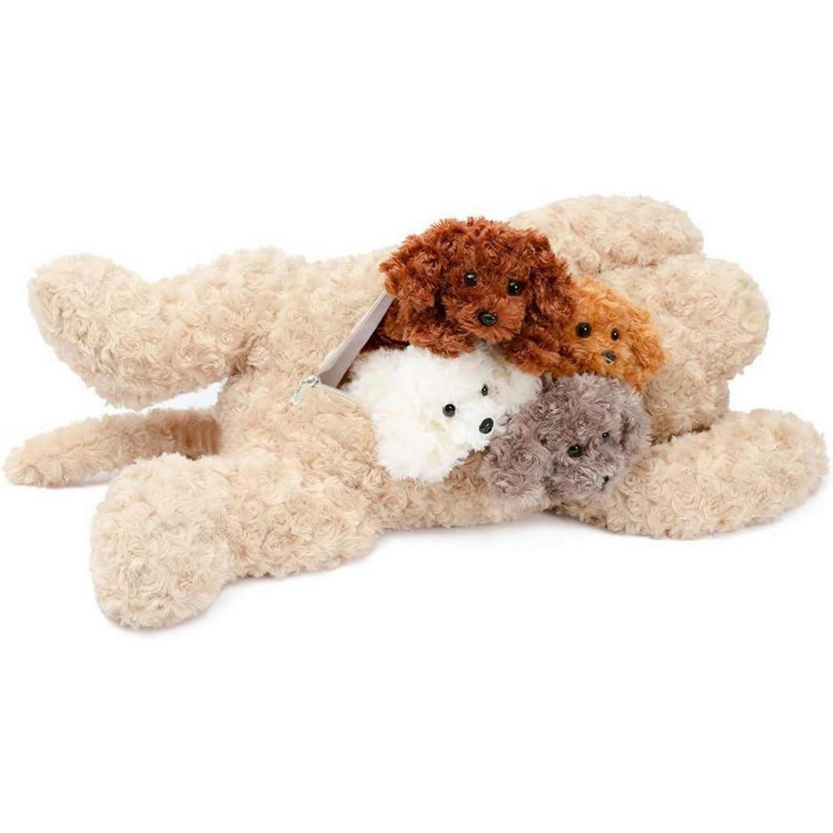 STOFFTIER Hund 60 cm mit 4 Babys im Bauch Dunkel Braun - Multicolor, Textil (15/10cm)