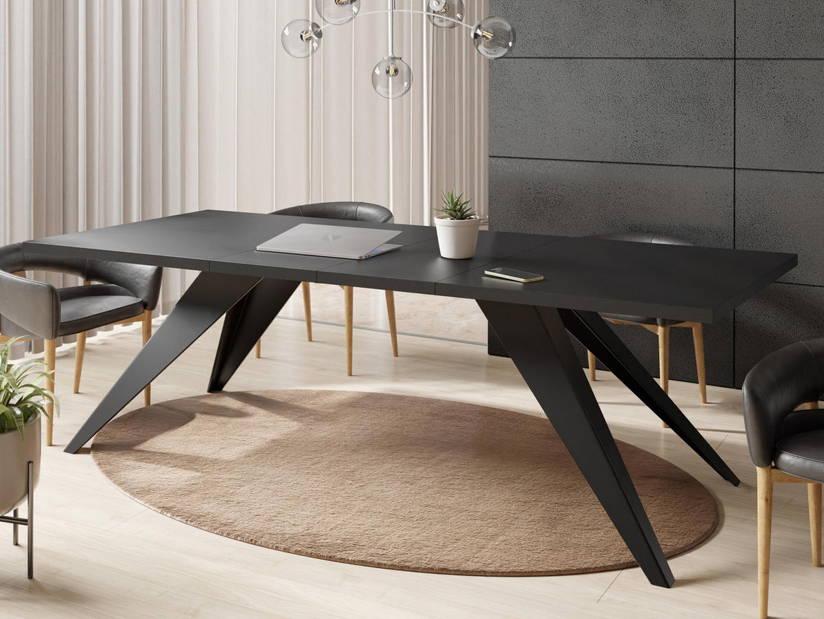 ESSTISCH Vance rechteckig ausziehbar, Schwarz 160-260/90/76 cm - Schwarz, Holzwerkstoff/Metall (160/90/76cm) - WFL GROUP