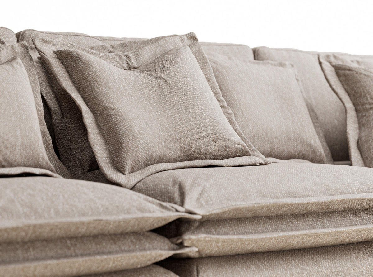 6-SITZER SOFA Amalfi Hellbraun Webstoff - Schwarz/Braun, Holz/Holzwerkstoff (338/90/119cm) - Maison de Reve
