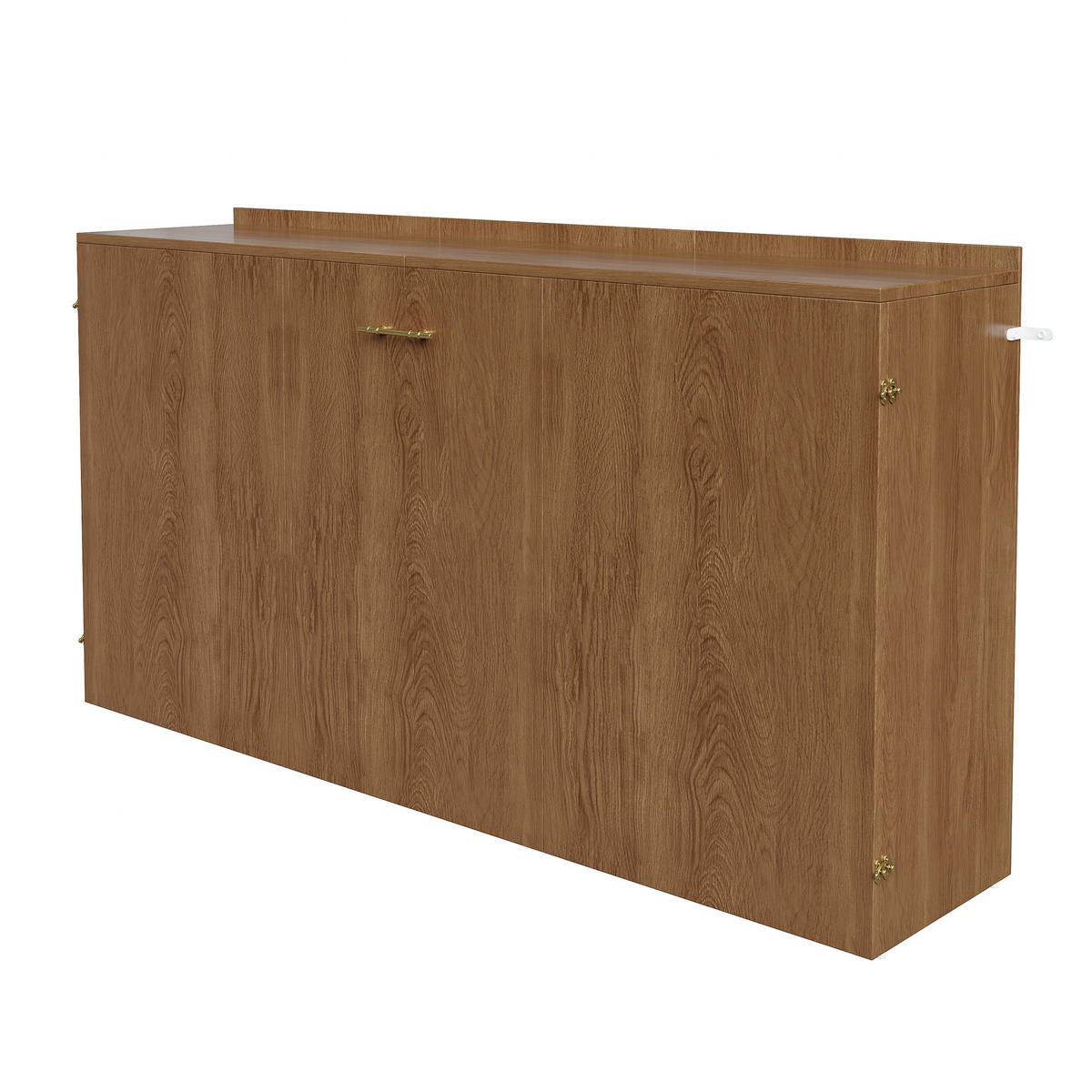 SCHRANKBETT 140/200 cm in Holz mit Leinenmatratze - Walnussfarben, Holzwerkstoff/Textil (140/200cm) - CHICFURN