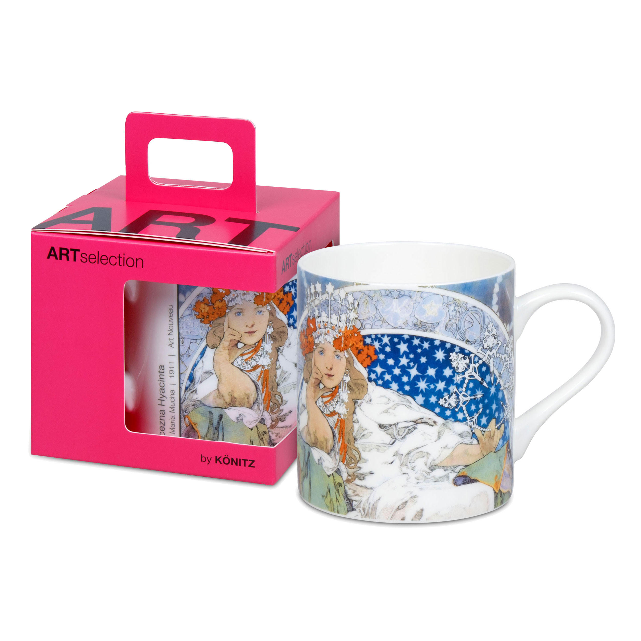 KAFFEEBECHER Princezna Hyacinta - Alfons Mucha, in Geschenkbox - Naturfarben, Keramik (0.4L) - Könitz
