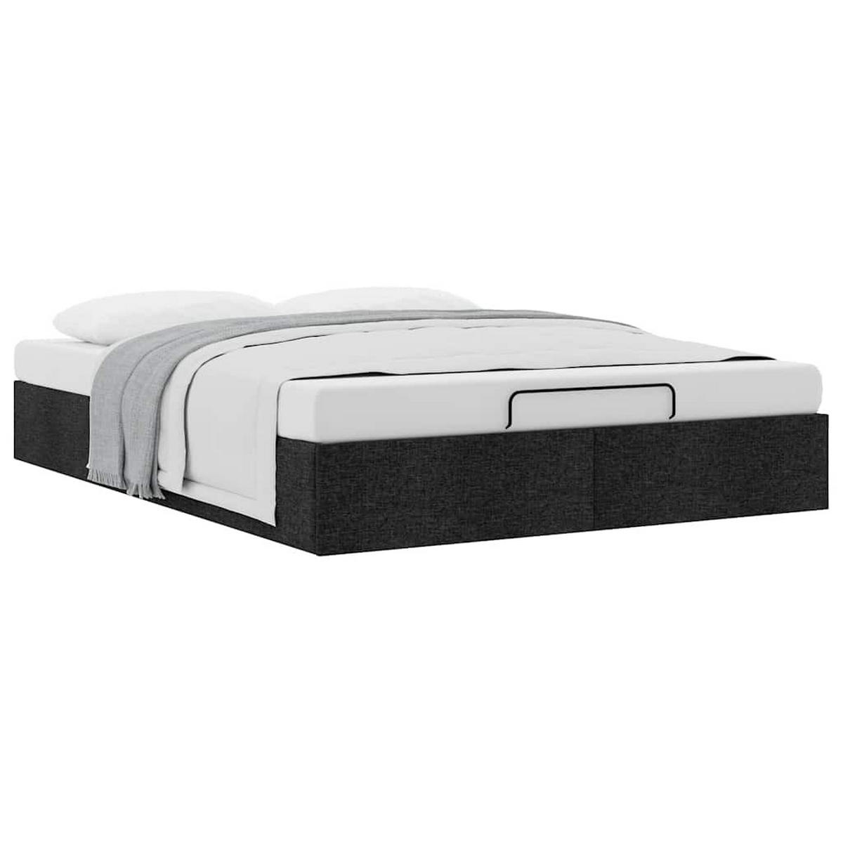 OTTOMAN-BETT Ohne Matratze Schwarz 140/200 Cm Stoff - Schwarz, Holzwerkstoff (140/200cm) - vidaXL
