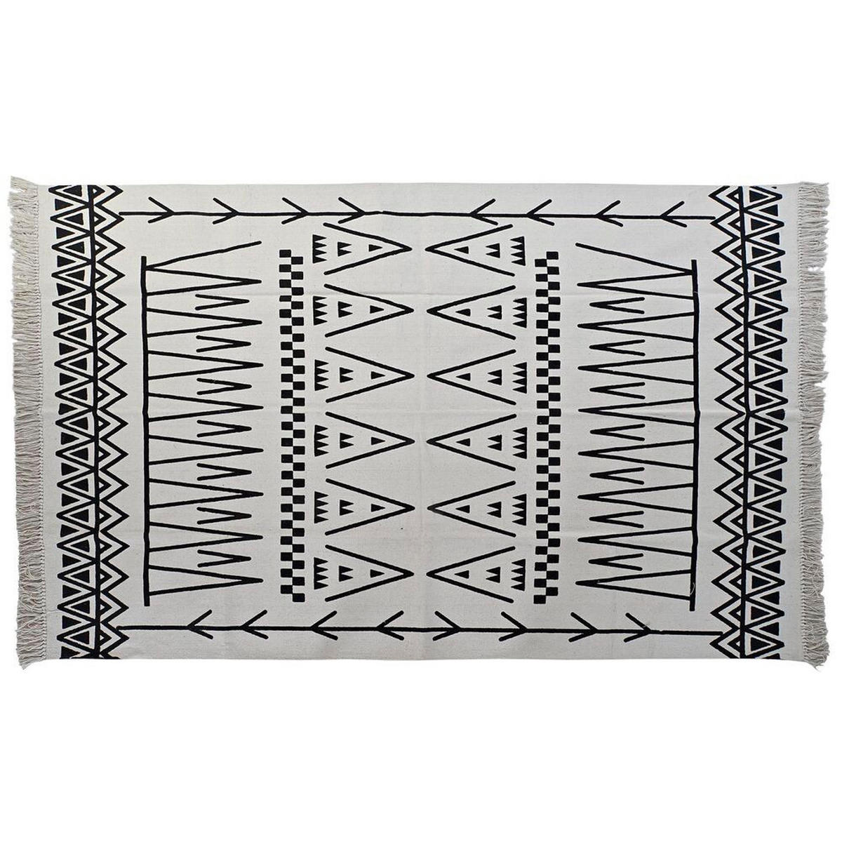 TEPPICH Schwarz Weiß Ikat (160 x 250 x 0,7 cm) - Multicolor, Textil (160/250cm) - DKD Home Decor