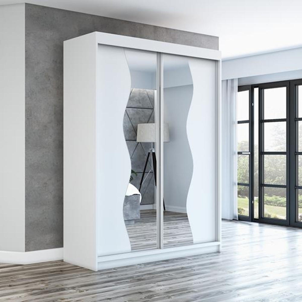 SCHWEBETÜRENSCHRANK 120 CM RIMA Farbe: Weiß / weiß / weiß - Weiß, Holzwerkstoff (120/215/59.5cm) - A&J MöbelLand