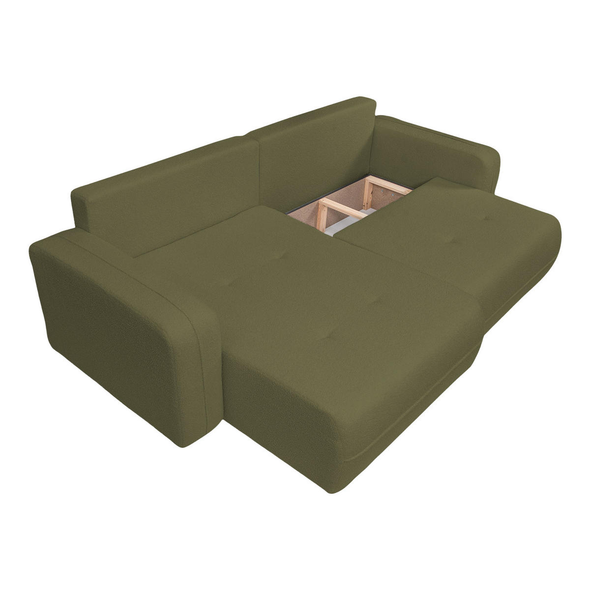 ECKSOFA Oreo L-Form Mit Bettkasten Und Schlaffunktion Quelle-Stoff Olive Rechts - Olivgrün, Holz (247/143cm) - Kaiser Möbel