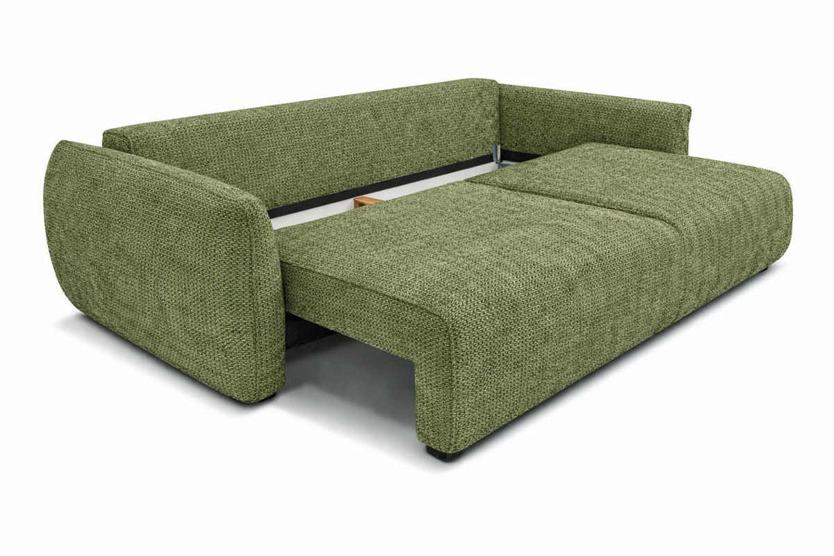 SOFA Mit Schlaffunktion Und Bettkasten, Chenille-Stoff Artico, Moss, Zephira - Grün, Holz (238/87/102cm) - Kaiser Möbel