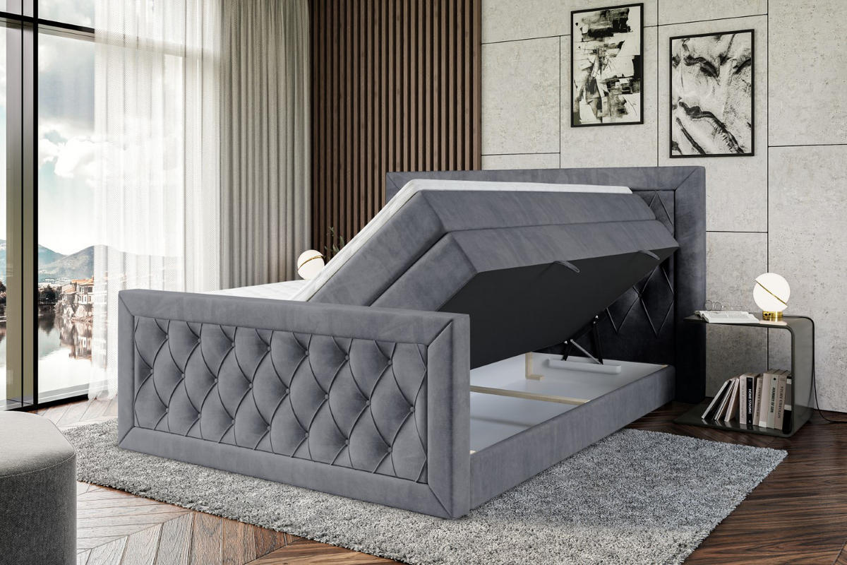 BOXSPRINGBETT NOEL-Z KING - 120 x 200 - H3/H4 - Dunkelgrau - Dunkelgrau, Holzwerkstoff (120/200cm) - ALTDECOR