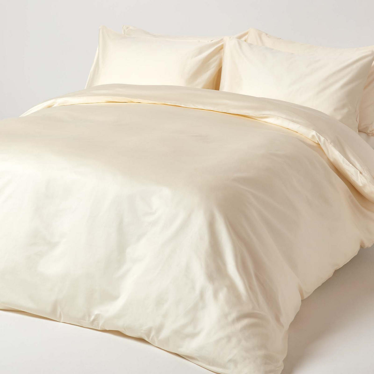 SATIN-BETTLAKEN ohne Gummizug, Bio-Baumwolle, Fadendichte 400 - Creme, Textil (270/300cm) - Homescapes