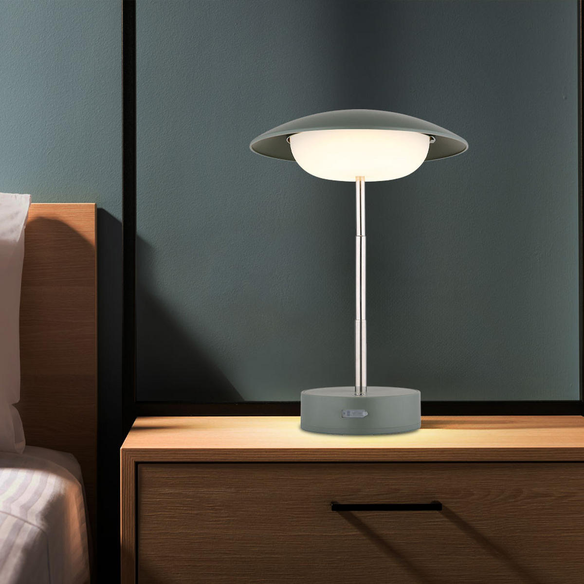 LED TISCHLEUCHTE Grün Opal 2er Set - Grün, Metall (18/18/26cm) - Globo Lighting