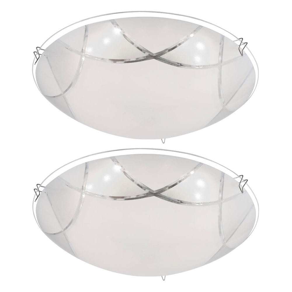 LED DECKENLEUCHTE Inka Glas Weiß 2er Set - Weiß, Glas (25/25/7.5cm) - Globo Lighting