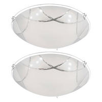 LED DECKENLEUCHTE Inka Glas Weiß 2er Set - Weiß, Glas (25/25/7.5cm) - Globo Lighting