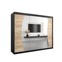 SCHWEBETÜRENSCHRANK 200/250/62 2-türig - Silberfarben/Schwarz, Holz/Kunststoff (250/200/62cm) - Abiks Möbel