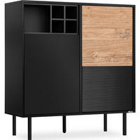 KOMMODE LOFTY Weineinlage, schwarz / Eiche natur - Eichefarben/Schwarz, Holzwerkstoff (102/109/41cm) - KONSIMO®