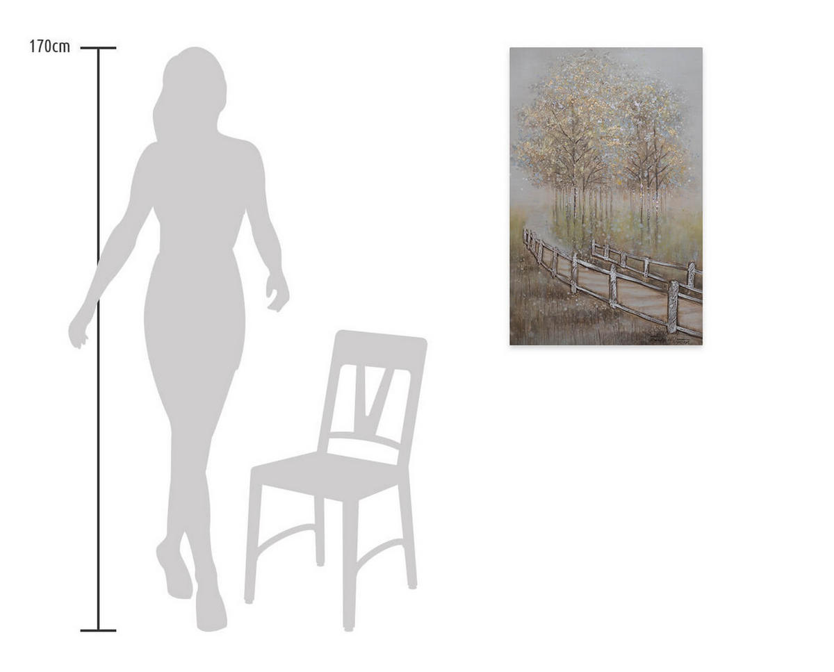 OLEJOMAĽBA 60/90 cm, Zvieratá - hnedá, drevo/textil (60/90cm) - KUNSTLOFT