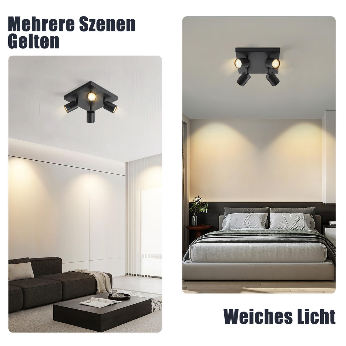 STRAHLER Harold 4-flammig 25/25/14 cm - Schwarz, Metall (25/25/14cm) - Nettlife