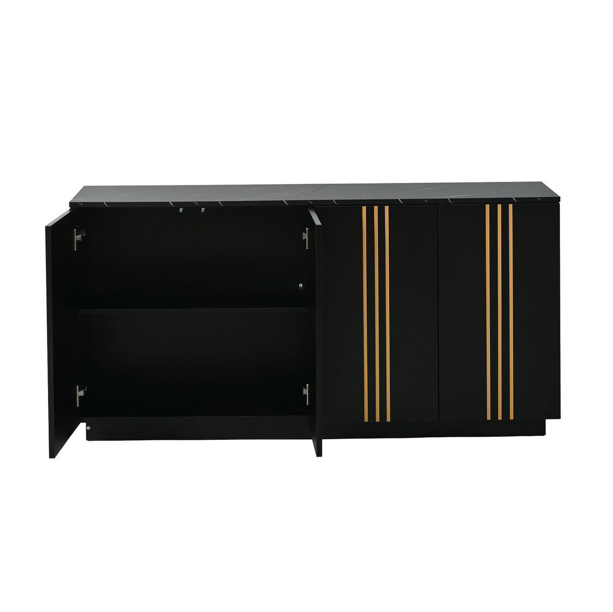 SIDEBOARD 140/35/70 cm schwarz aus Spanplatte mit 4 Türen - Schwarz, Holzwerkstoff (140/70/35cm) - OKWISH