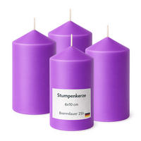 STUMPENKERZEN (4er Pack) Ø6cm x 10cm - Lila - Lila, Naturmaterialien (10cm) - HS Candle