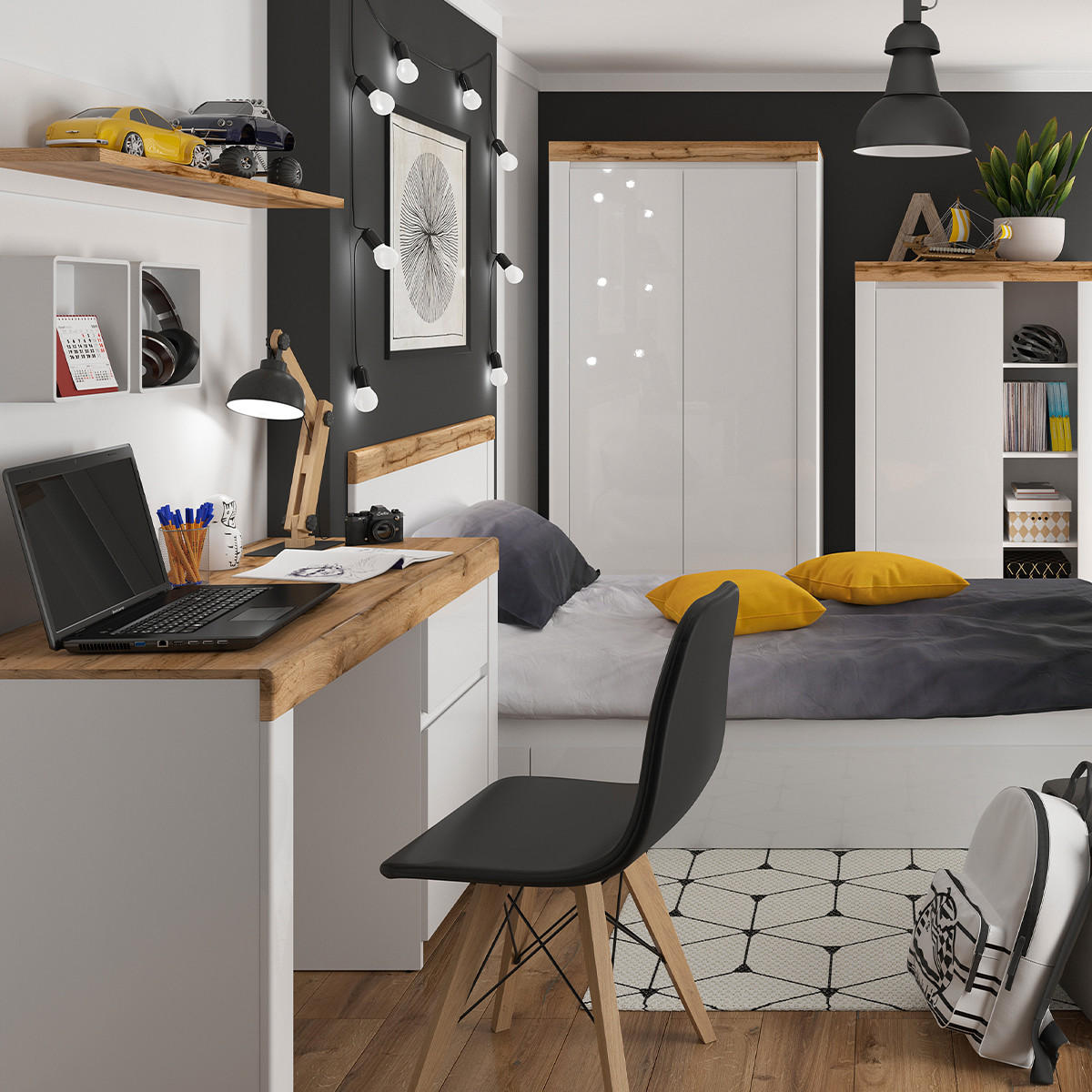 SCHREIBTISCH Hella Weiß und Holz - Weiß, Holzwerkstoff (56/130/82cm) - Petits-meubles