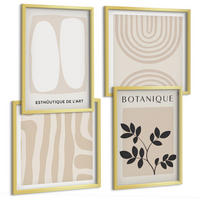 BILDER SET 4er Set - 50x50 cm & 40x60 cm Goldrahmen - Boho-Pflanzenposter - Goldfarben, Kunststoff (50/50cm) - TULUP