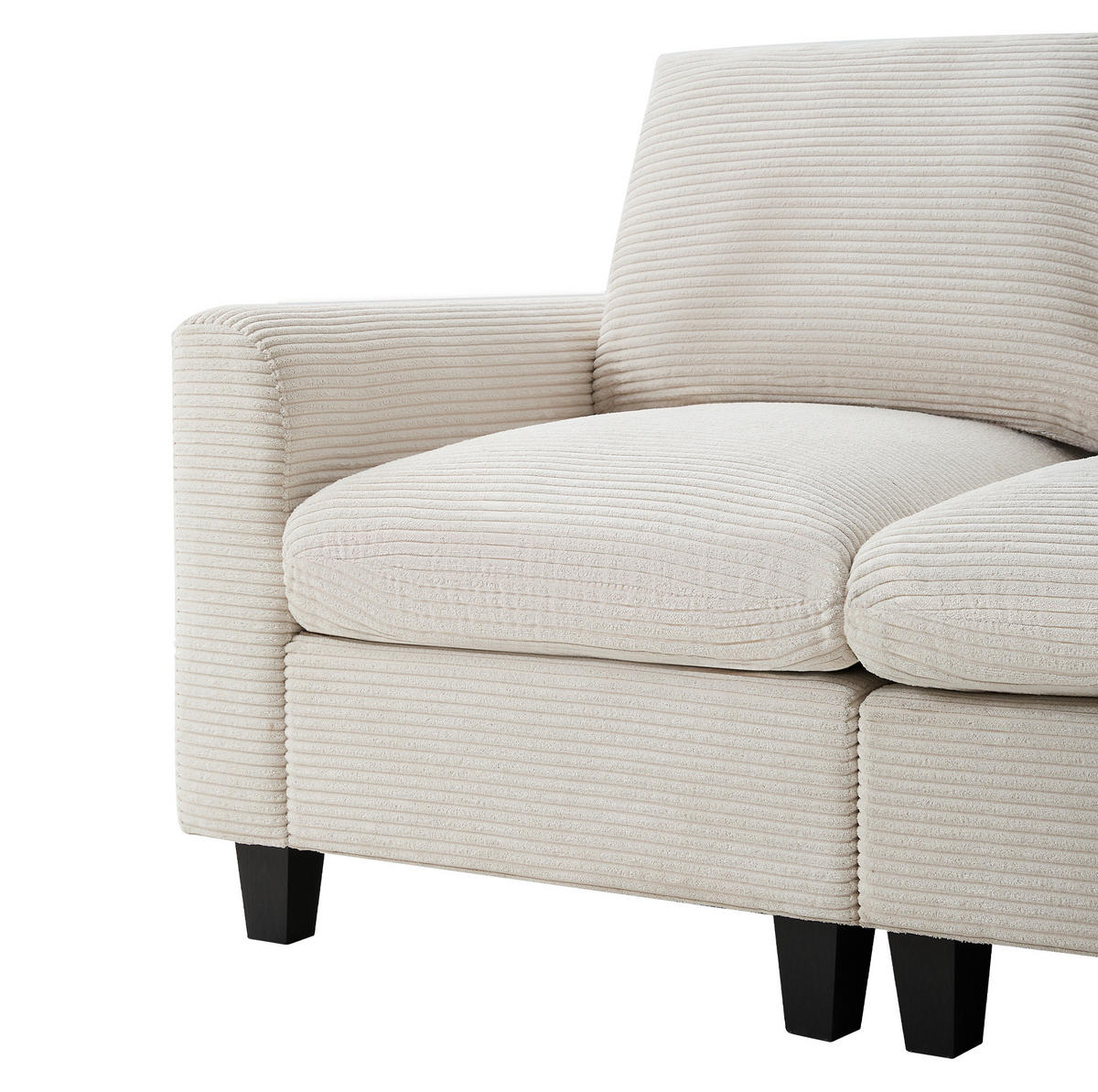 WOHNLANDSCHAFT aus Cordstoff 229x149,5x83 cm Beige mit USB-Anschlüssen, Becherhaltern, Konsole und Stauraumhocker - Beige, Textil (149.5/229cm) - Modfu