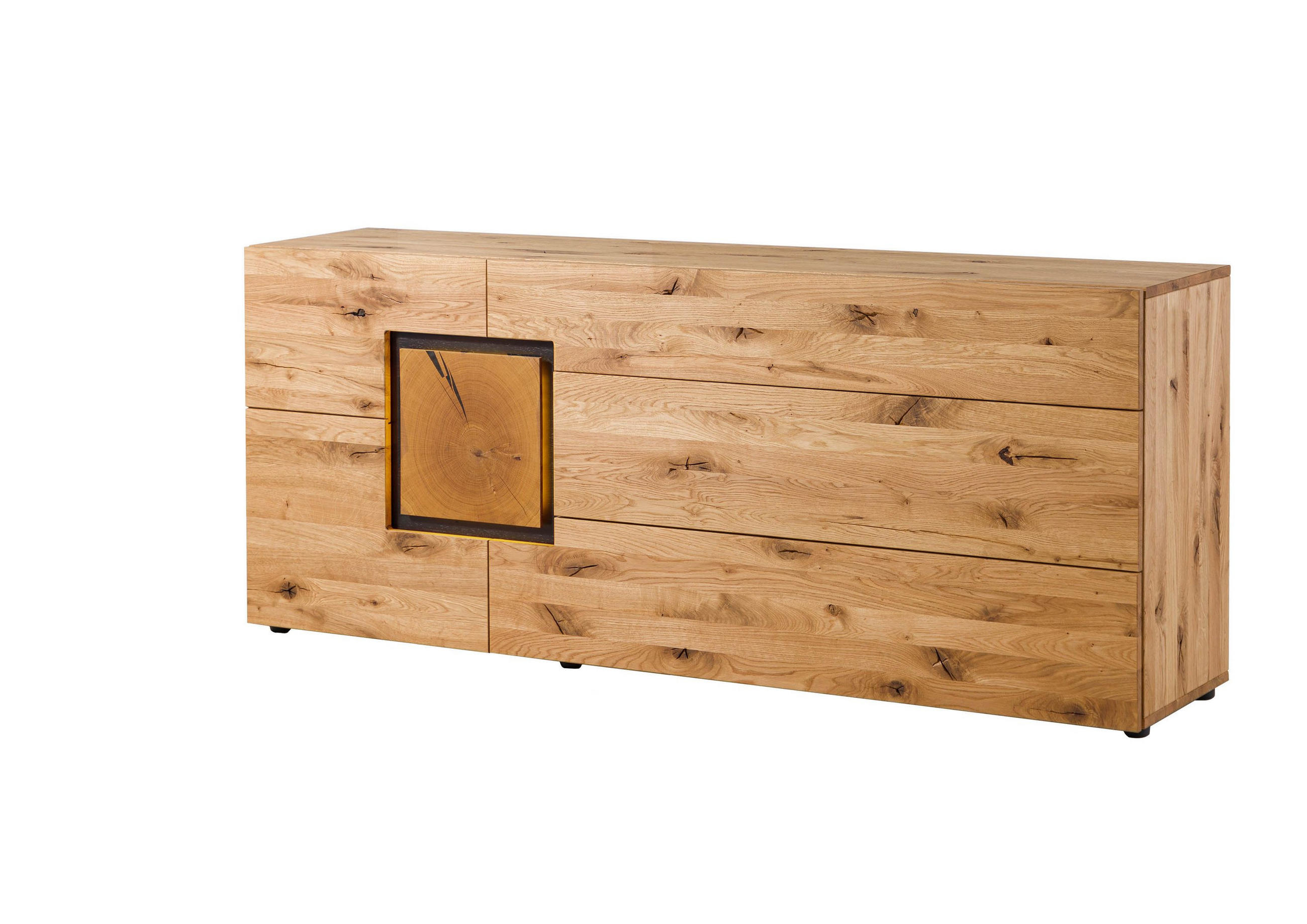 SIDEBOARD Wildeiche 160x43,5x80 natur geölt/lackiert KITZBÜHEL #128 - Naturfarben, Holz (160/80/44cm) - Massivmoebel24