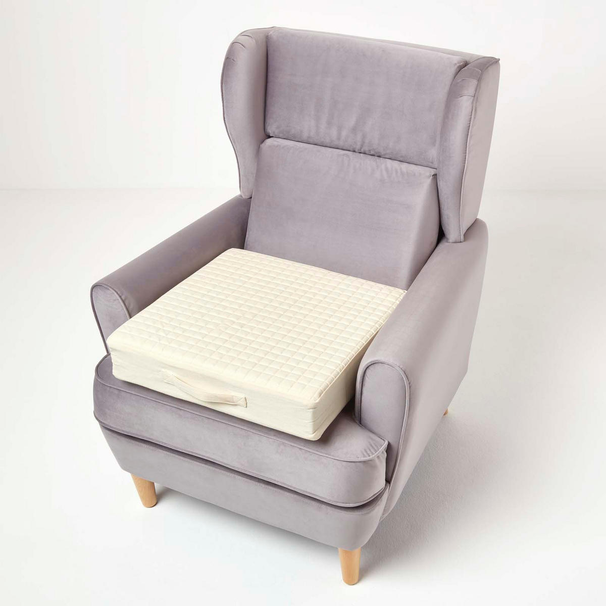 SITZKISSEN orthopädisch 50/50/10 cm – Sesselkissen creme - Beige, Textil (50/50/10cm) - Homescapes